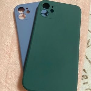 Two Plain Phone Cases / Blue & Green / IPhone 11